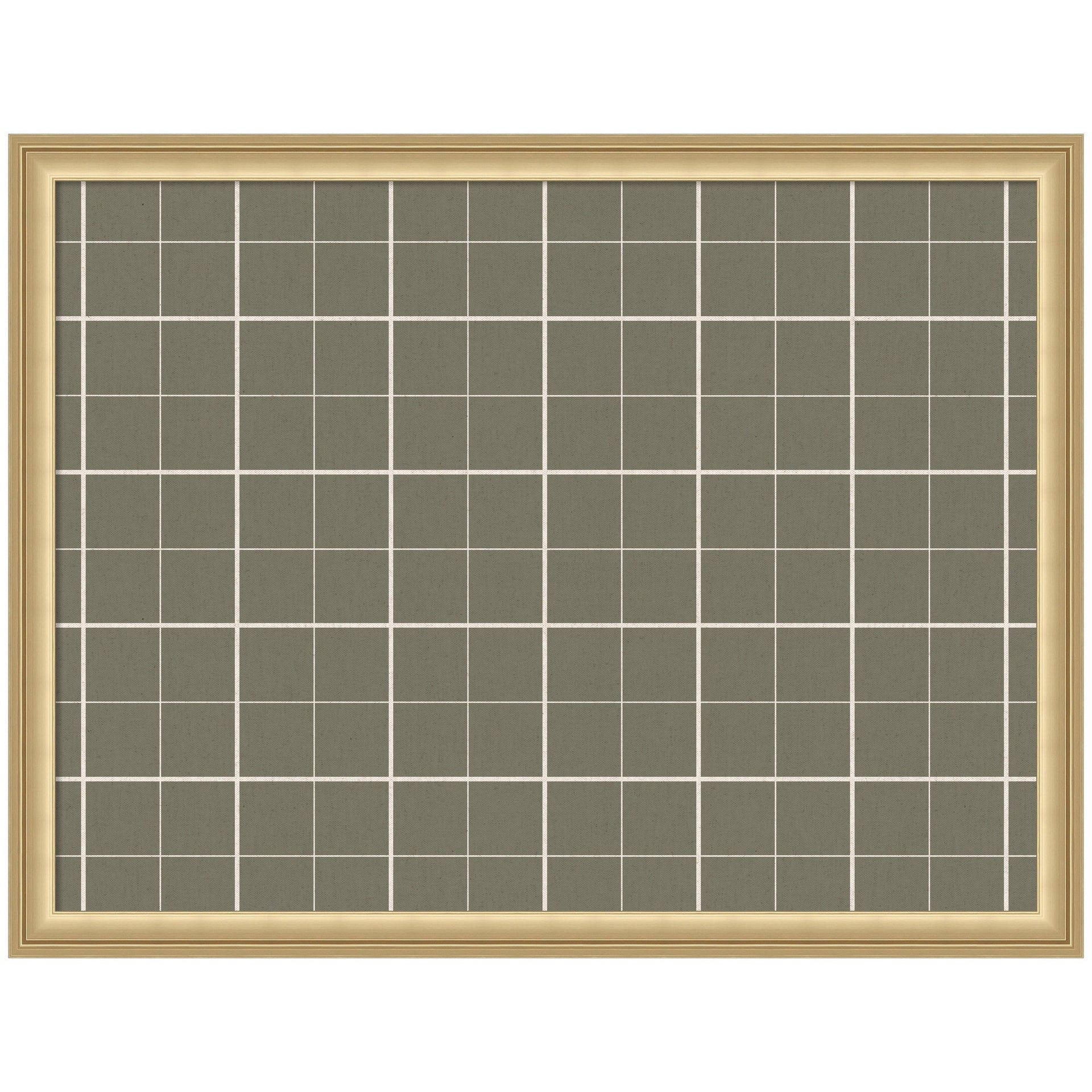 Framed Fabric Pinboard Sage Green Plaid Wall Organization