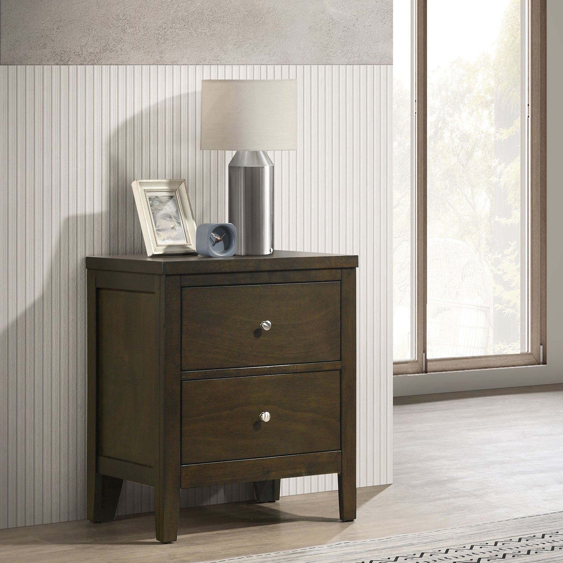 Clement Dark Cocoa 2-Drawer Nightstand Bedside Table