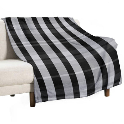 Black And White Evander Hand Drawn Textured Plaid Pattern Versatility Throw Blanket