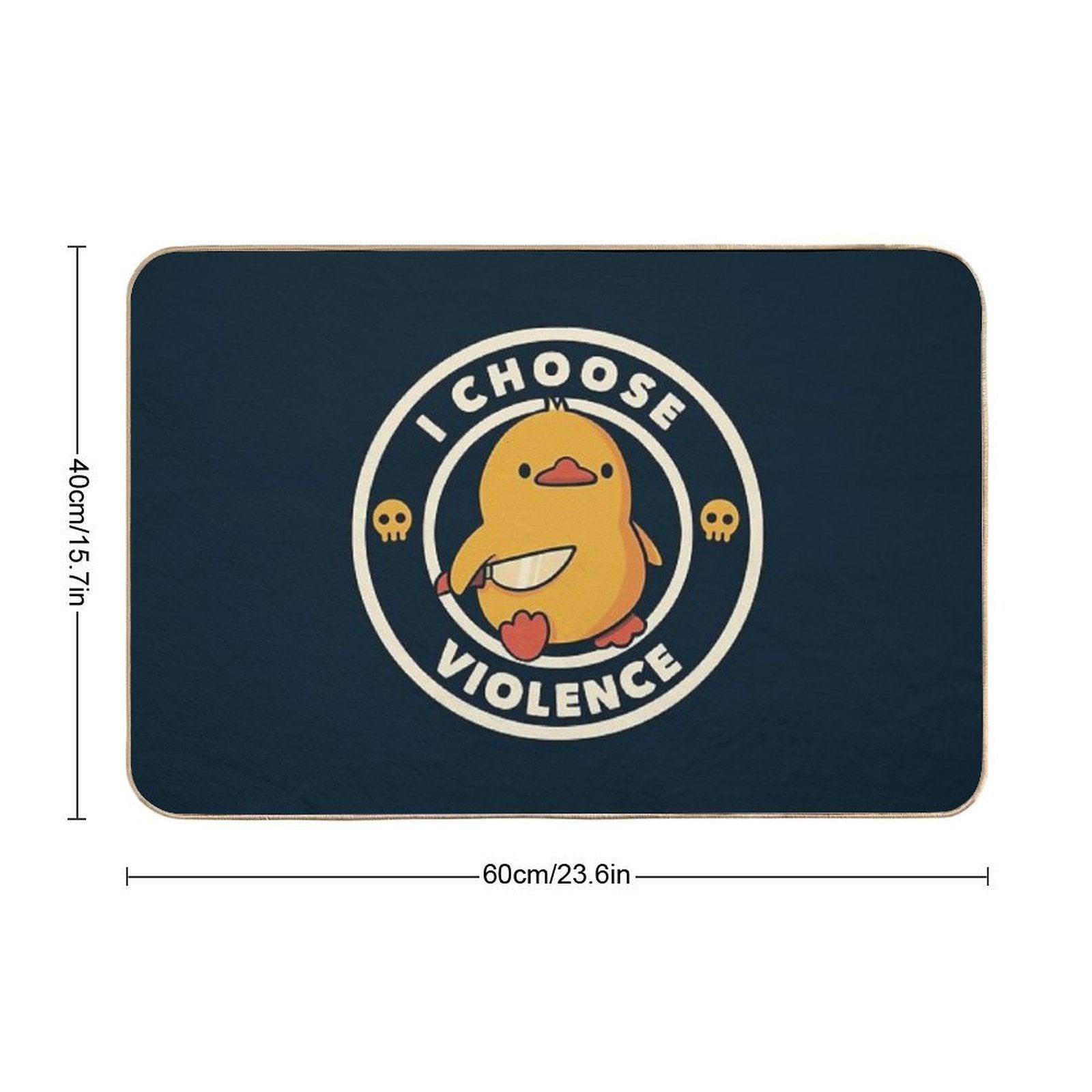 I Choose Violence Funny Duck by Tobe Fonseca  Pet-Safe Bath Mat