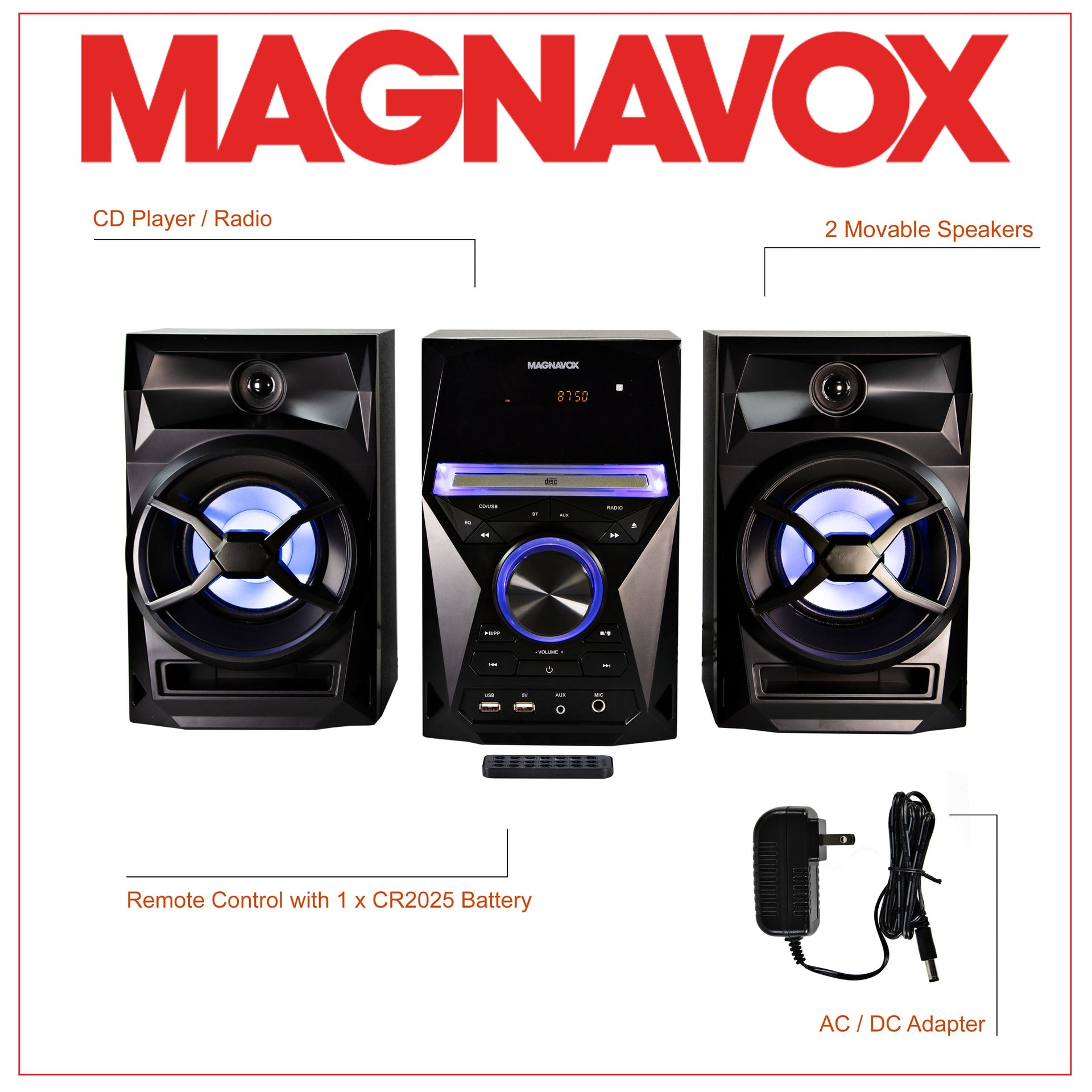 Magnavox Craig CD Shelf System with Bluetooth & FM Radio