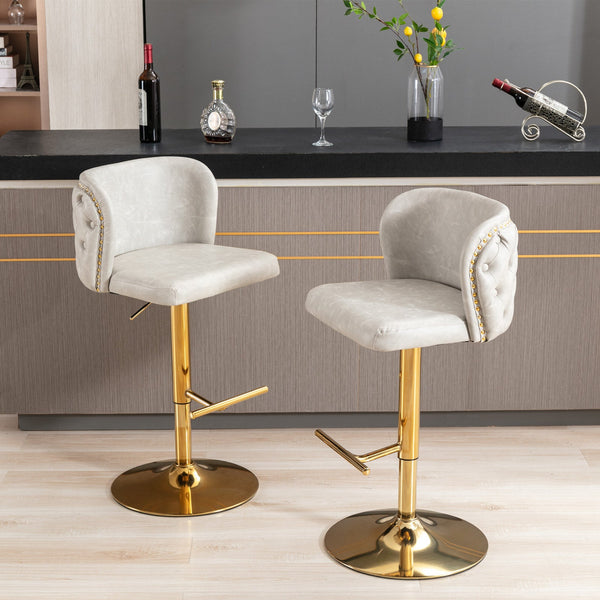 Furniture, Swivel Barstools Adjusatble Seat Height, Modern PU Upholstered Bar Stools