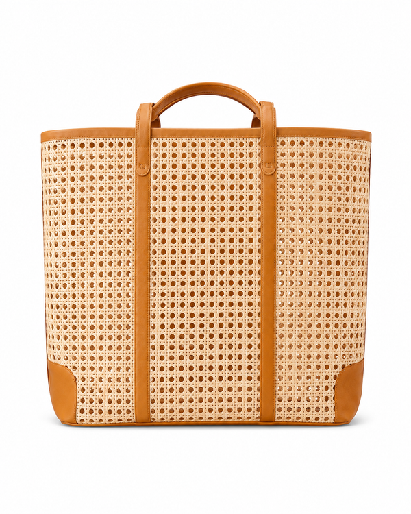 Dian Leather and Rattan Tote Bag
