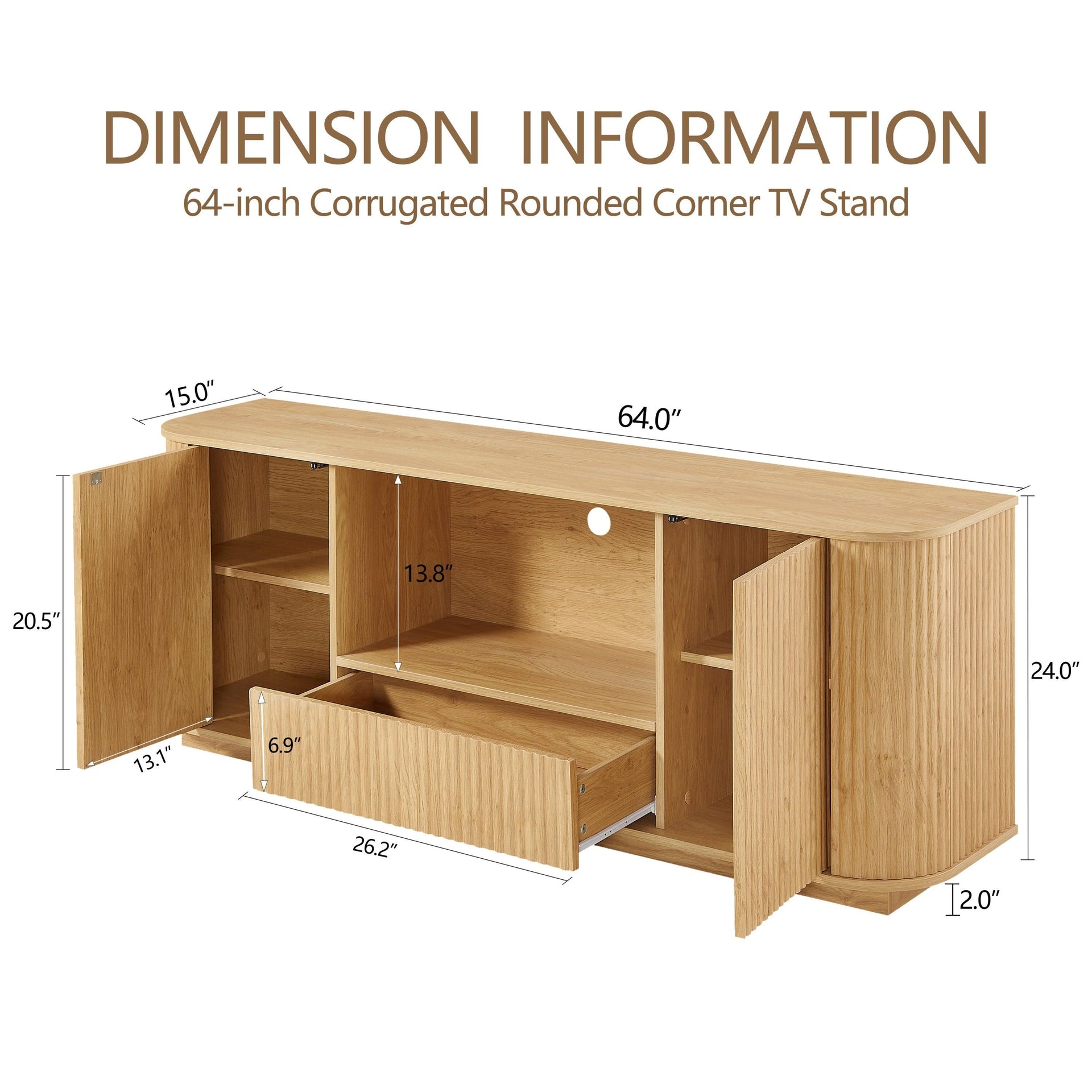Ripple Modern TV Console – Soft Curves, Natural Wood Look