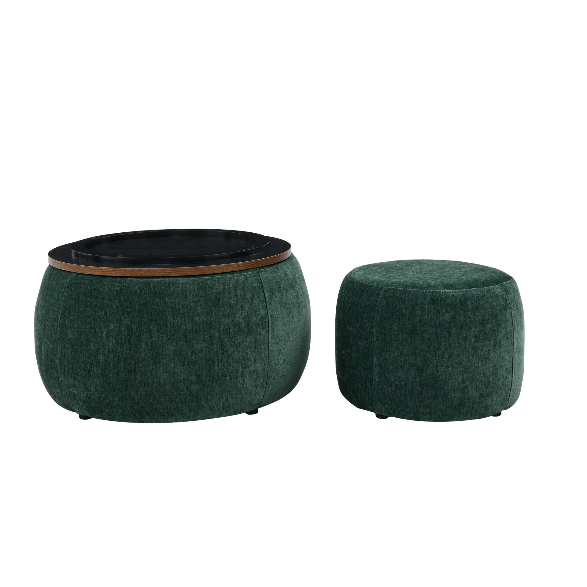 Modern Classic Round Storage Ottoman Coffee Table with Removable Top BLAKHOM