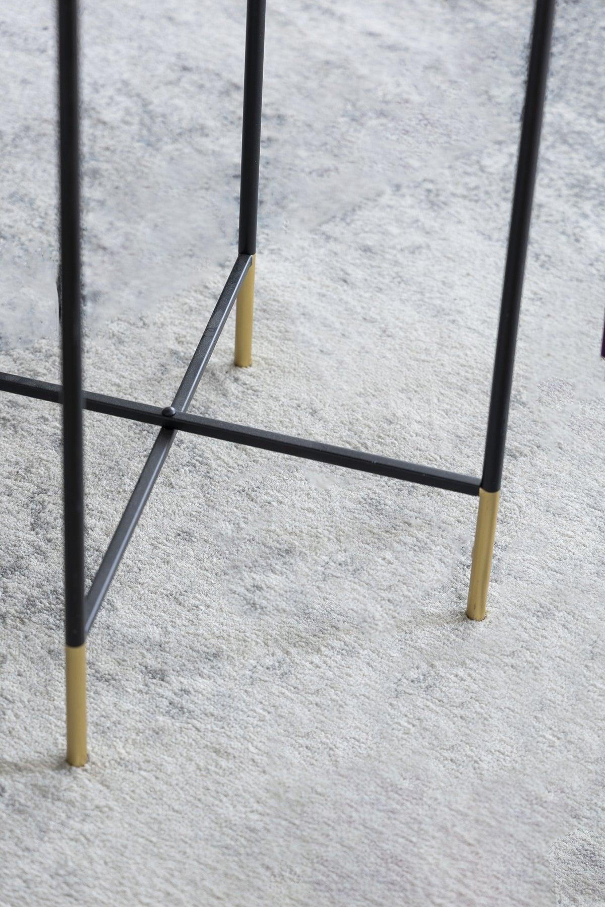 Set of 2 Gold Nesting Side Tables with Mirrored Tops