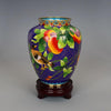 Traditional Chinese Handmade Copper-Based Cloisonne Enamel 5-inch Pomegranate Vase with Base - Blue
