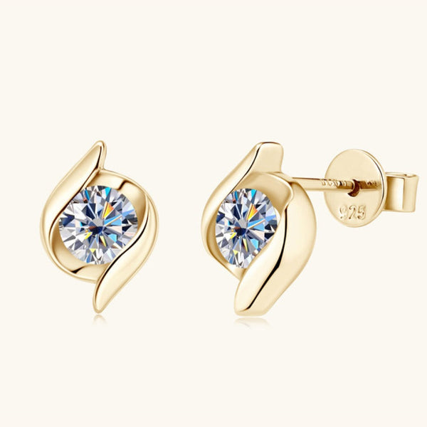 1 Carat Diamond Stud Gold Earrings