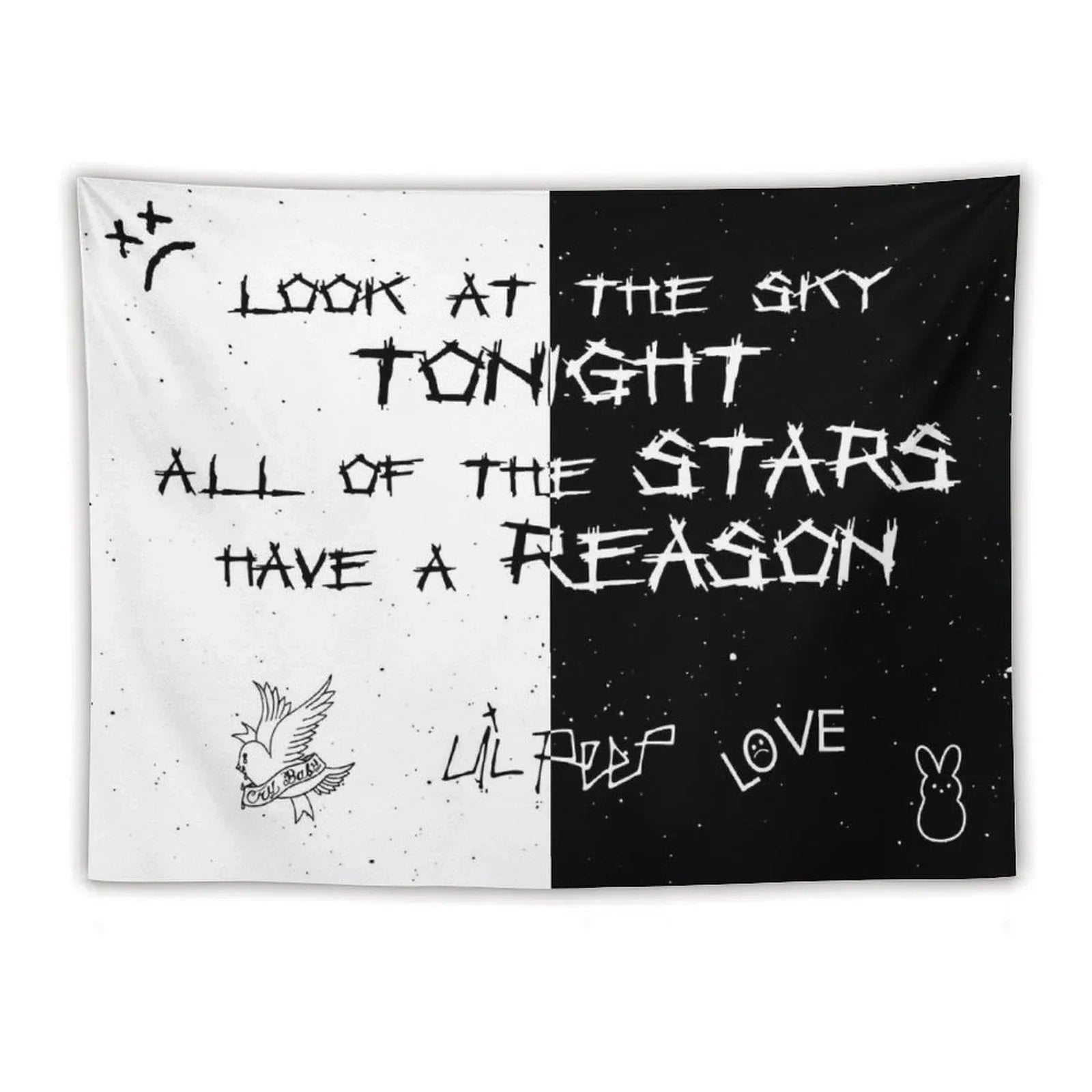 Lil Peep White And Black Star Tapestry