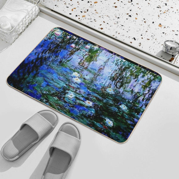 Claude Monet's Blue And White Water Lilies - Les Nymphéas Bleus Et Blancs Bath Mat