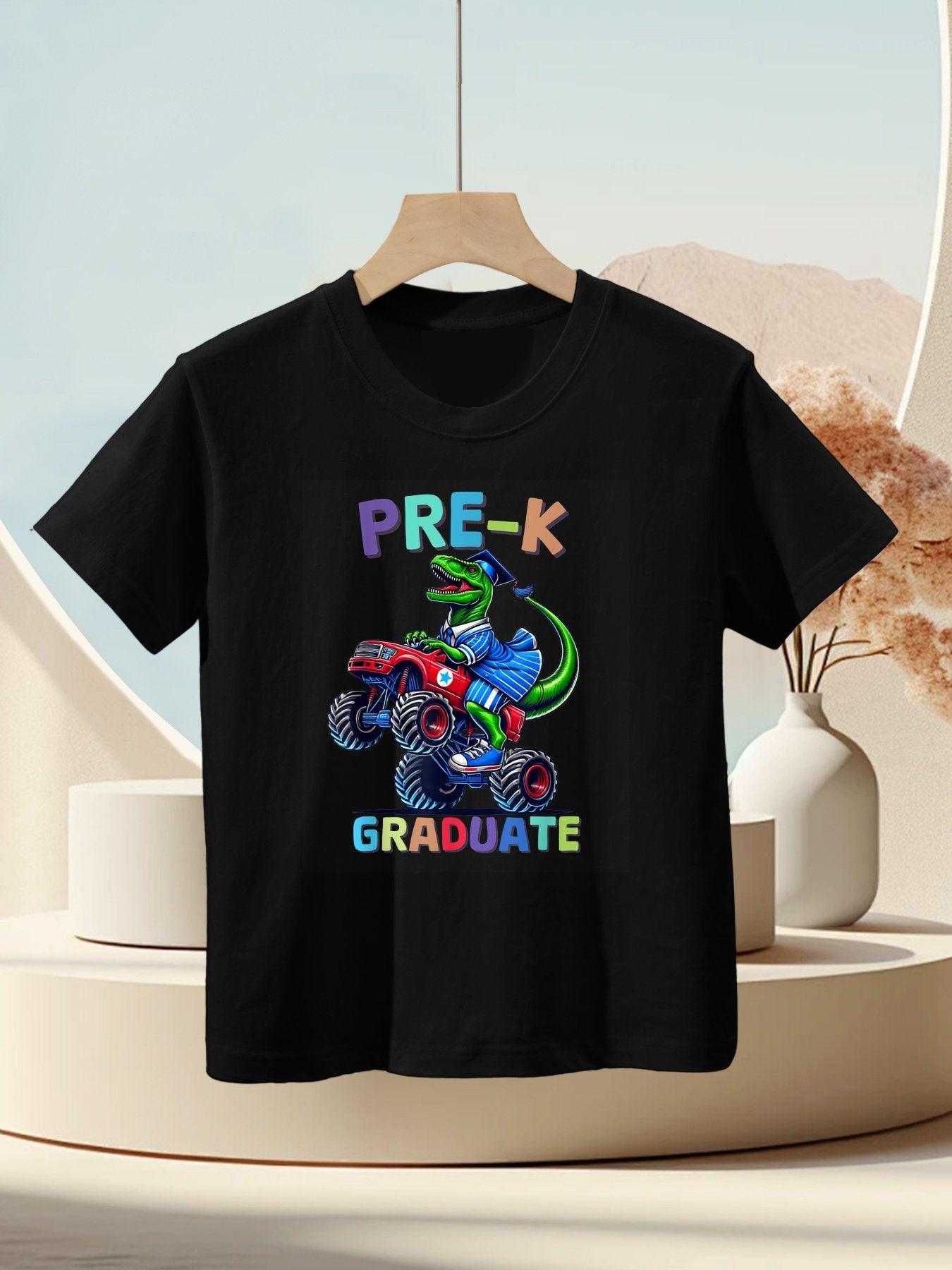 Pre-K Graduation Monster Truck Dinosaur Boys Kids Dino Kids T-Shirt