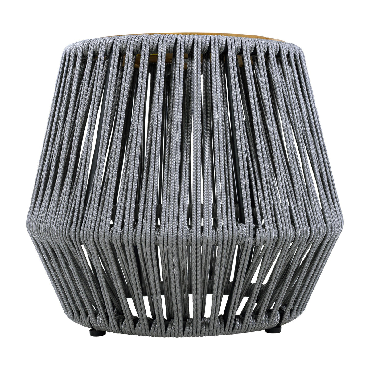 Acacia Wood Side Table with Grey Rope Design