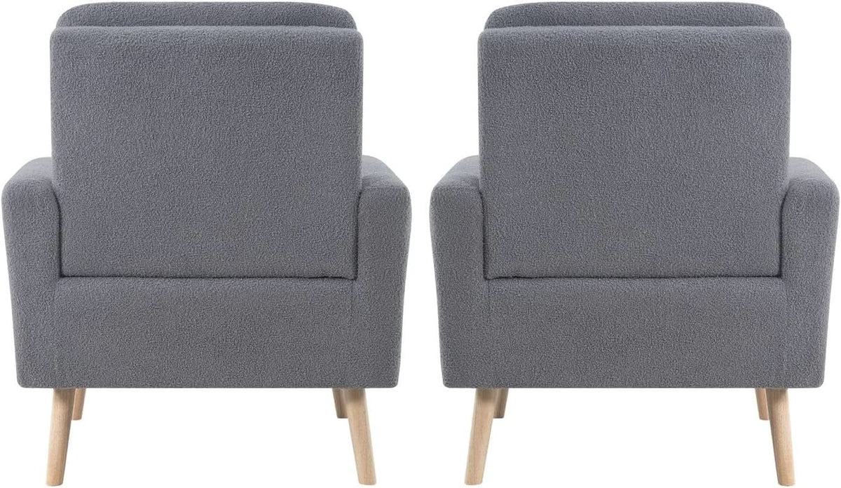 Gray Mid Century Modern Plush Upholstered Armchair