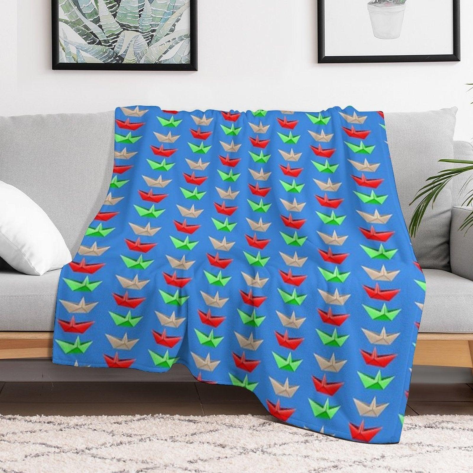 Origami Boat Throw Blanket