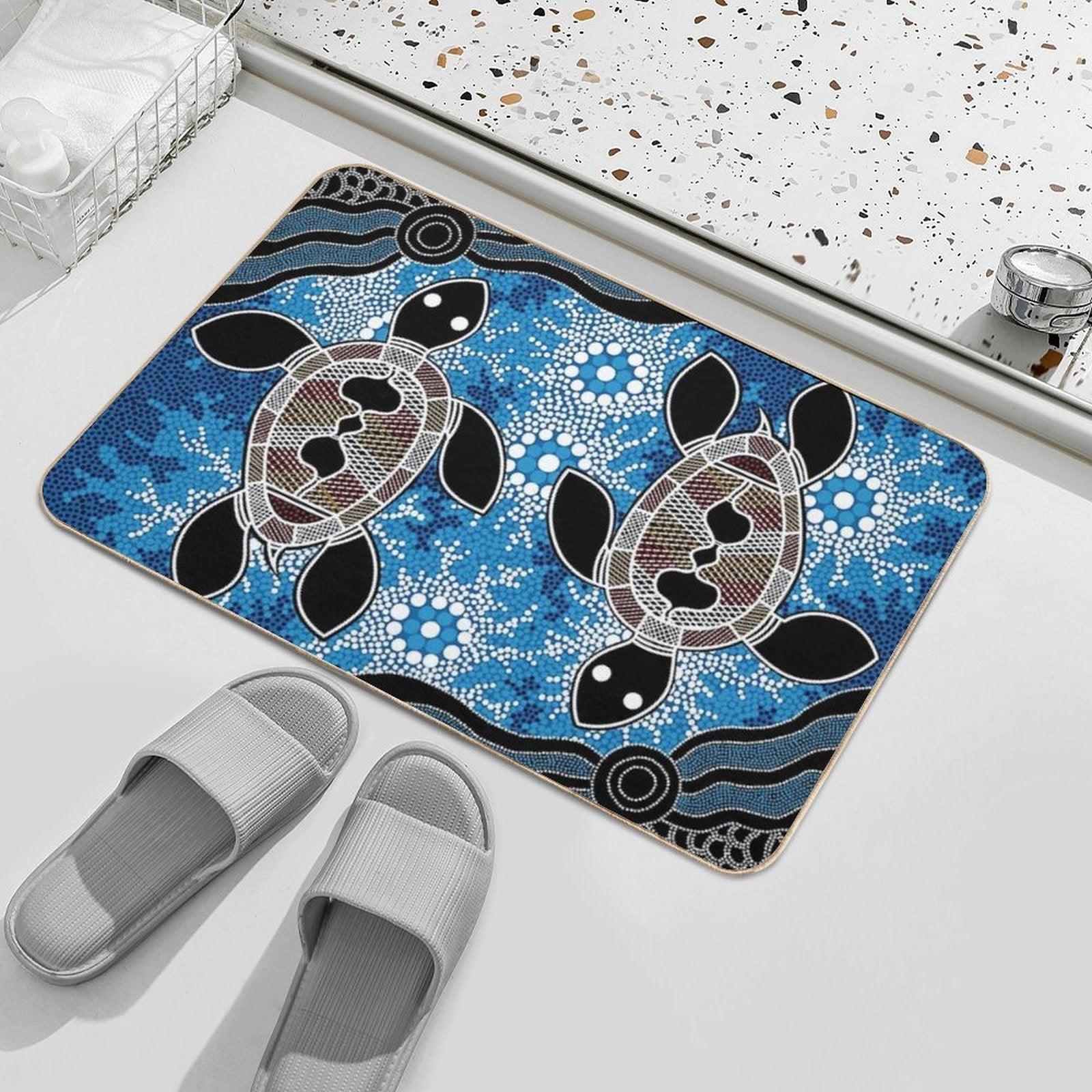 Authentic Aboriginal Art  - Sea Turtles Bath Mat