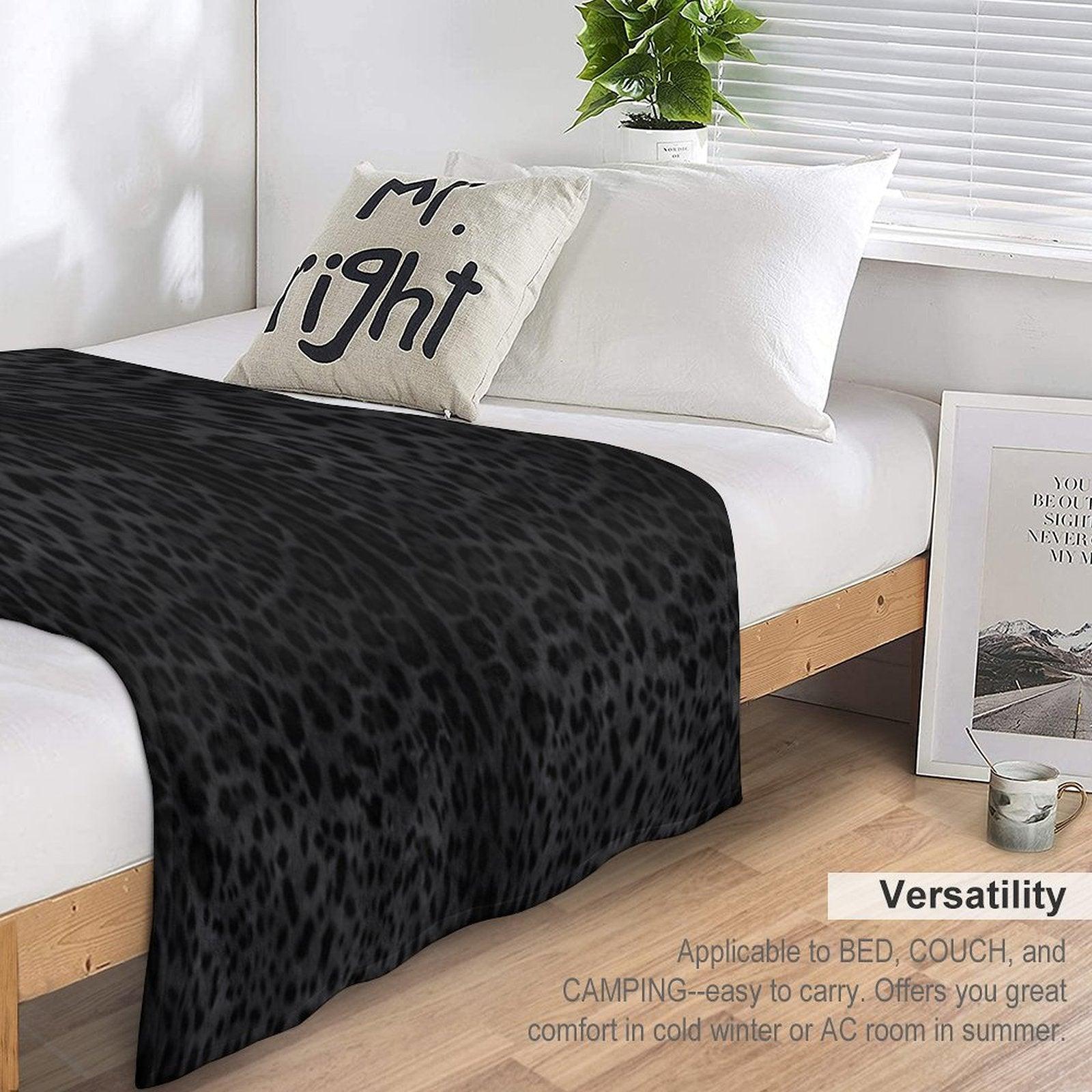 Black Leopard Print Skin Throw Blanket