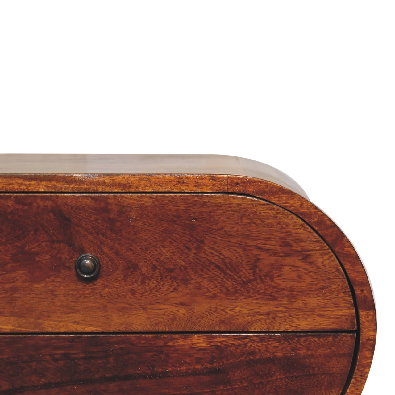 Solid Wood Large Chestnut Circular Bedside with 2 Drawers