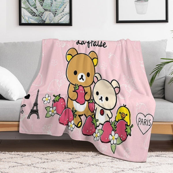 Cute Rilakkuma Strawberry All-season Throw Blanket
