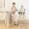 3-in-1 Convertible Wooden High Chair with Cushion-Gray