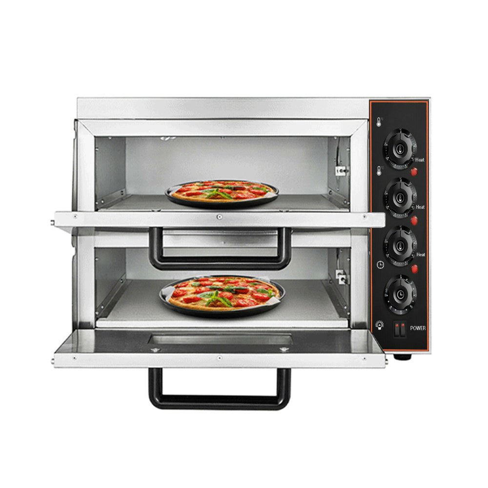 3KW Premium Electric Commercial Stainless Steel Double Deck Pizza Oven (98620571)