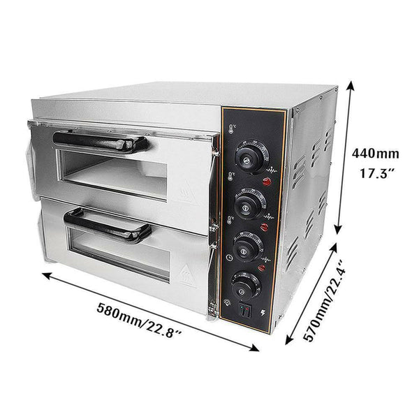 3KW Premium Electric Commercial Stainless Steel Double Deck Pizza Oven (98620571)