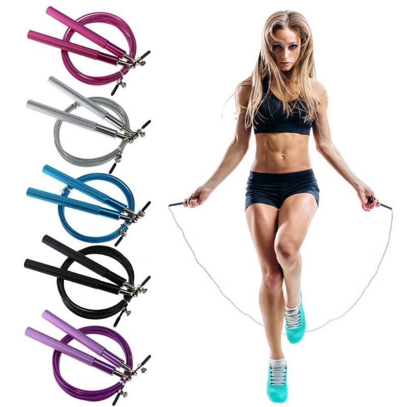 3m High Speed Aerobic Steel Wire Skipping Rope Aluminum Handle Steel Wire Jump Rope Ball Bearing Skipping Rope With Aluminium Alloy Handle And Ball Bearing Tangle-Free Exercise Rope For Fat Burning Exercises Training Fitness