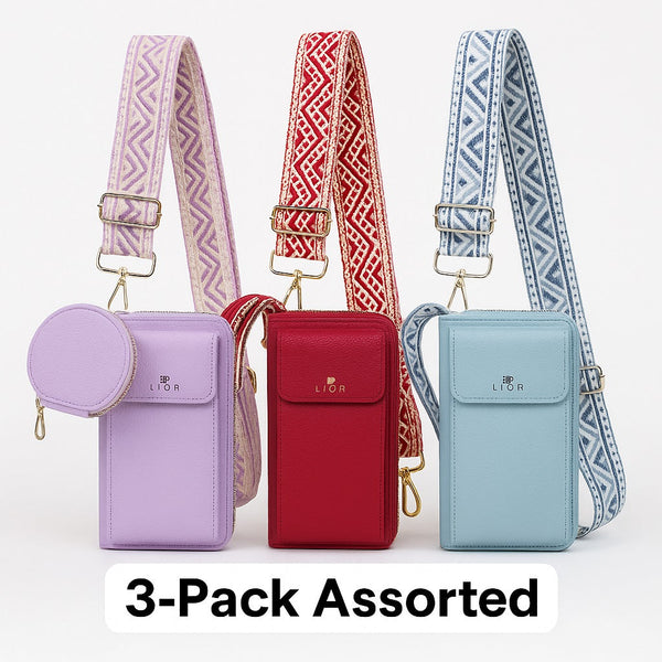 3 Pack Lior™ 2-Piece Crossbody Bag/Phone Case