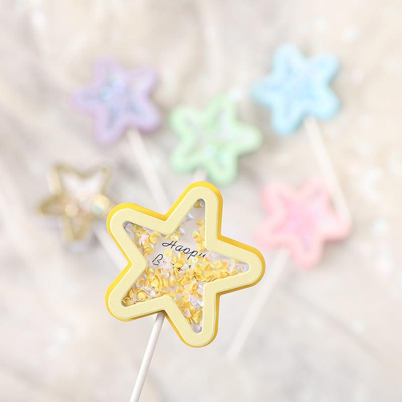3PCS Love Happy Birthday Cake Toppers Star Cupcake Toppers Cake Decorations Glitter Star Cupcake Picks White Cloud Toothpicks for Baby Shower Stars Cupcake Topper Flags For Wedding Kids Birthday Party Supplies Cake Decoration