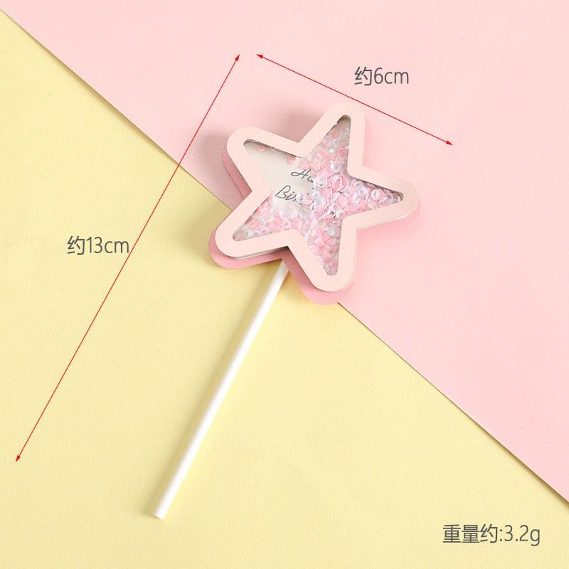 3PCS Love Happy Birthday Cake Toppers Star Cupcake Toppers Cake Decorations Glitter Star Cupcake Picks White Cloud Toothpicks for Baby Shower Stars Cupcake Topper Flags For Wedding Kids Birthday Party Supplies Cake Decoration
