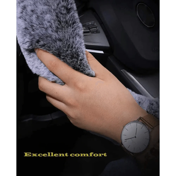 3Pcs Set Winter Fashion Wool Fur Soft Furry Car Steering Wheel Covers 16 Colors Winter Universal Hand Brake Gear Cover  Car Accessories