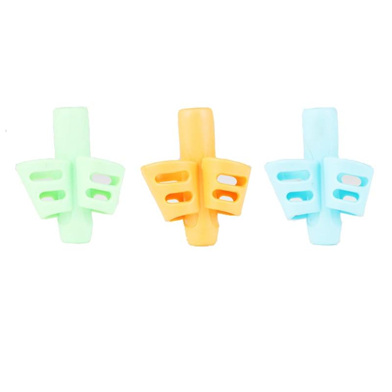 3Pcs/Set Soft Silica Pencil Grasp Two-Finger Gel Pen Grips Children Writing Training Correction Tool Pens Holding for Kids Gifts Children's School Supplies Triangular Correction Children's Writing Tool