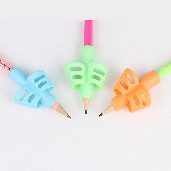 3Pcs/Set Soft Silica Pencil Grasp Two-Finger Gel Pen Grips Children Writing Training Correction Tool Pens Holding for Kids Gifts Children's School Supplies Triangular Correction Children's Writing Tool