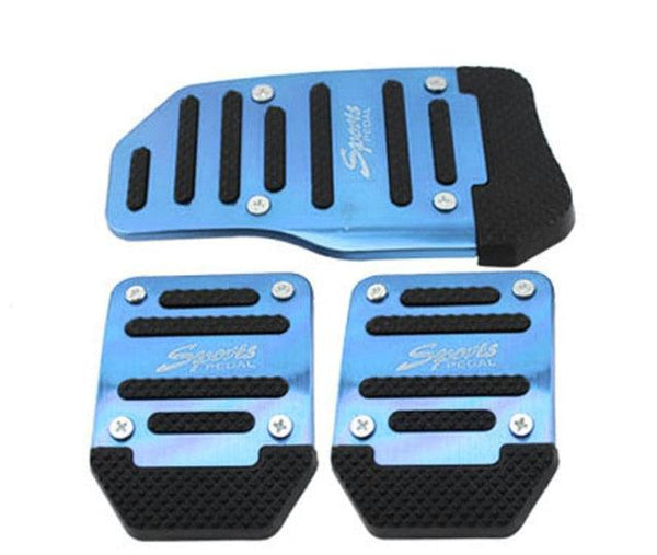 3Pcs/Set Universal Aluminum Manual Transmission Non-Slip Car Pedal Cover Set Kit Pedals Red Blue Silver Car Vehicle Sports Accelerator Brake No Drill Non-Slip Performance Car Rest Pedal Brake Auto Sports Gas Fuel Petrol Clutch Brake Pad Auto Accessories