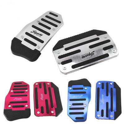 3Pcs/Set Universal Aluminum Manual Transmission Non-Slip Car Pedal Cover Set Kit Pedals Red Blue Silver Car Vehicle Sports Accelerator Brake No Drill Non-Slip Performance Car Rest Pedal Brake Auto Sports Gas Fuel Petrol Clutch Brake Pad Auto Accessories