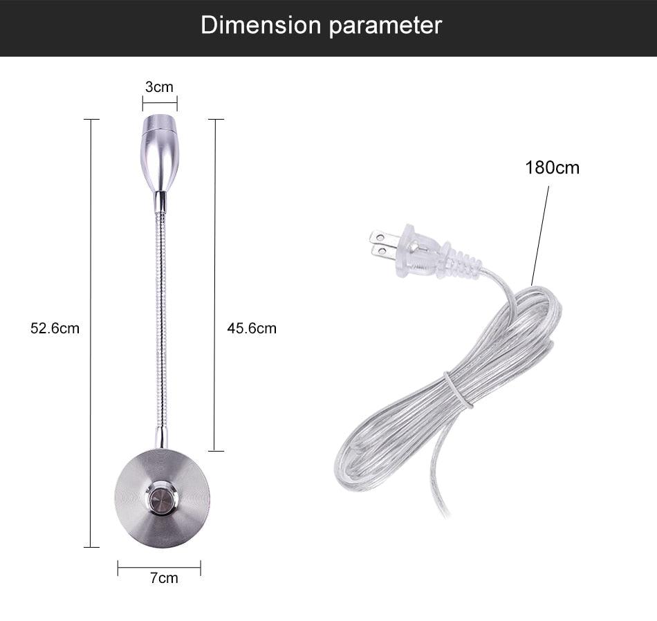 3W Dimmable Wall Reading Lamp, LED Bed Reading Book Light, Wall Sconce Bedside Reading Study Lamp Decorative Table Lamp Cute Study Lamps for Bedroom Décor