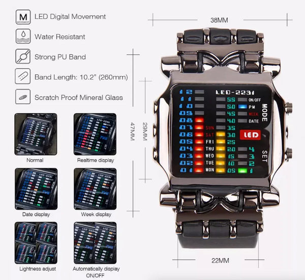 Elite Men's LED Sports Watch