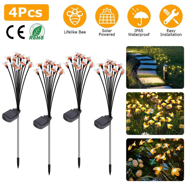 4-Pack Waterproof Solar Bee LED Stake Lights