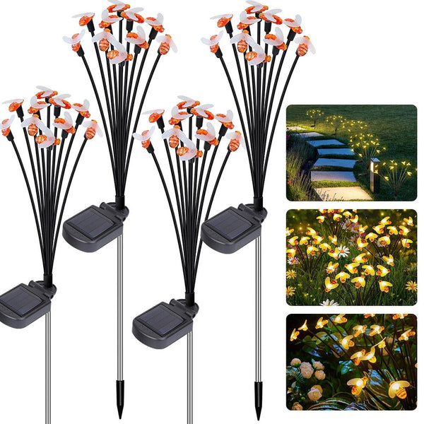 4-Pack Waterproof Solar Bee LED Stake Lights