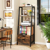 4-Tier Ladder Shelf with 2 Drawers 52.5 Inch Tall Freestanding Bookcase-Rustic Brown
