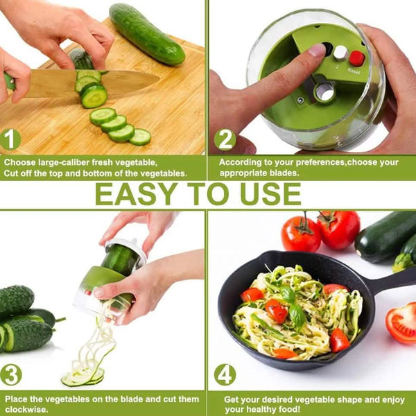 4-in-1 Fruit Vegetable Slicer Adjustable Spiral Grater