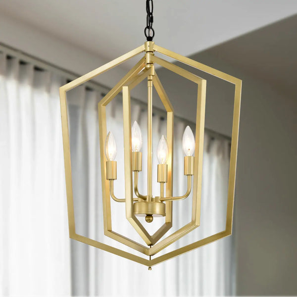 4 Light Farmhouse Chandelier Hanging Lights Pendant with Modern Design