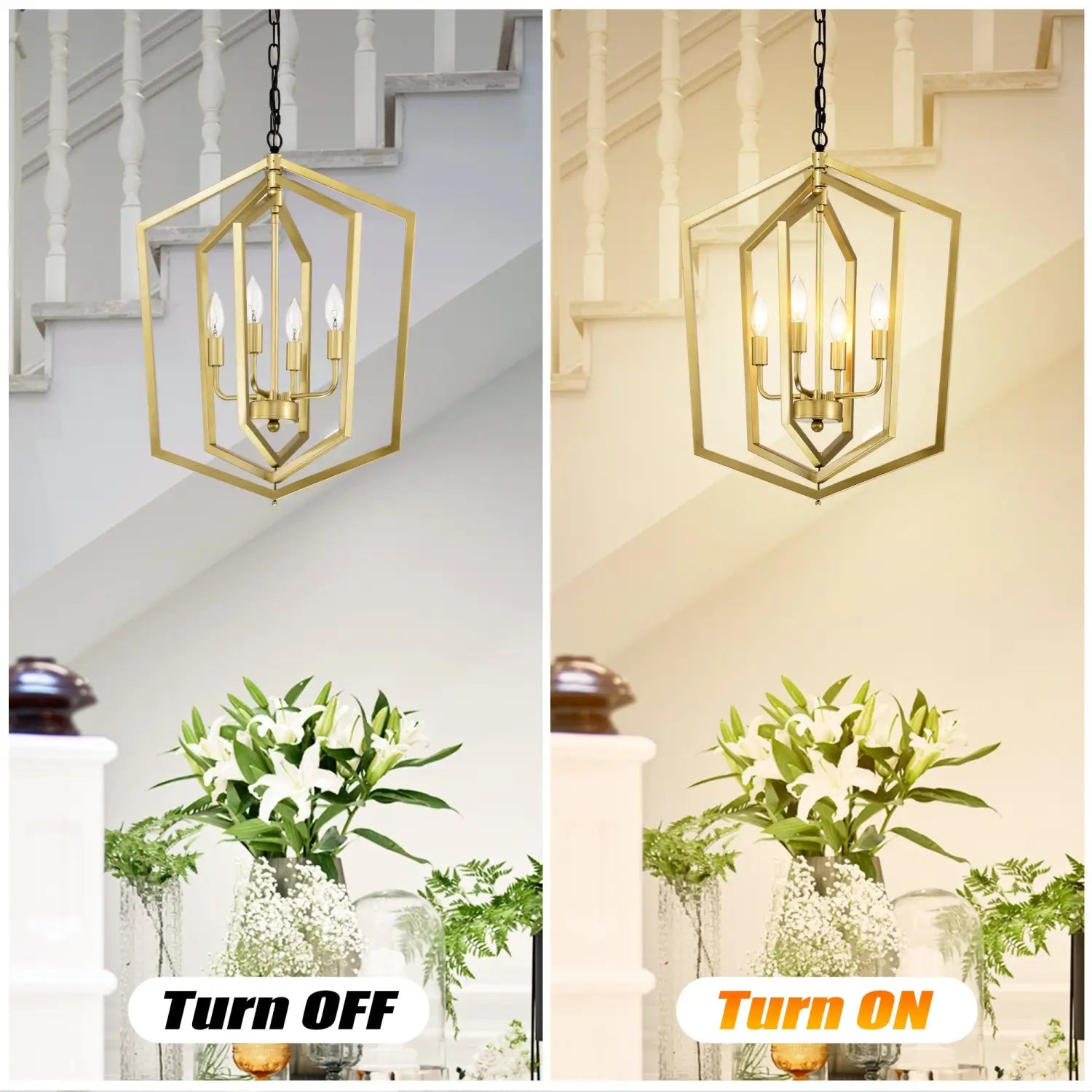 4 Light Farmhouse Chandelier Hanging Lights Pendant with Modern Design