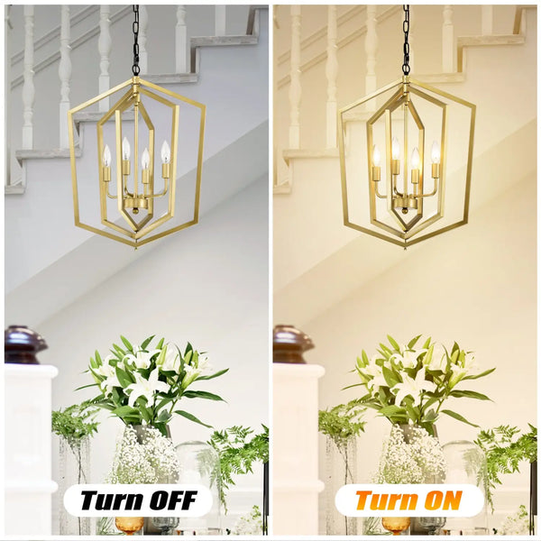 4 Light Farmhouse Chandelier Hanging Lights Pendant with Modern Design