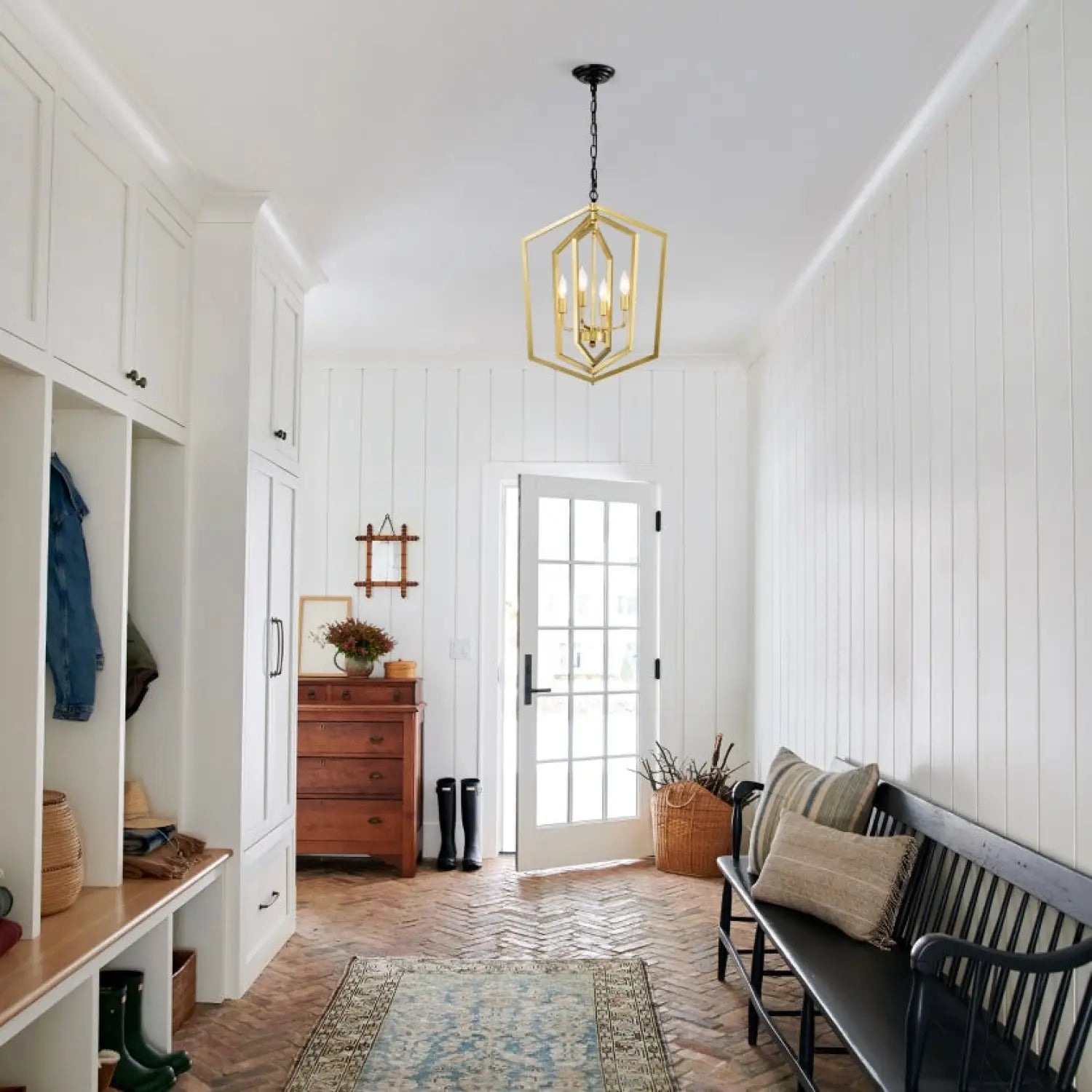 4 Light Farmhouse Chandelier Hanging Lights Pendant with Modern Design