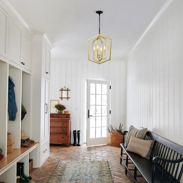 4 Light Farmhouse Chandelier Hanging Lights Pendant with Modern Design