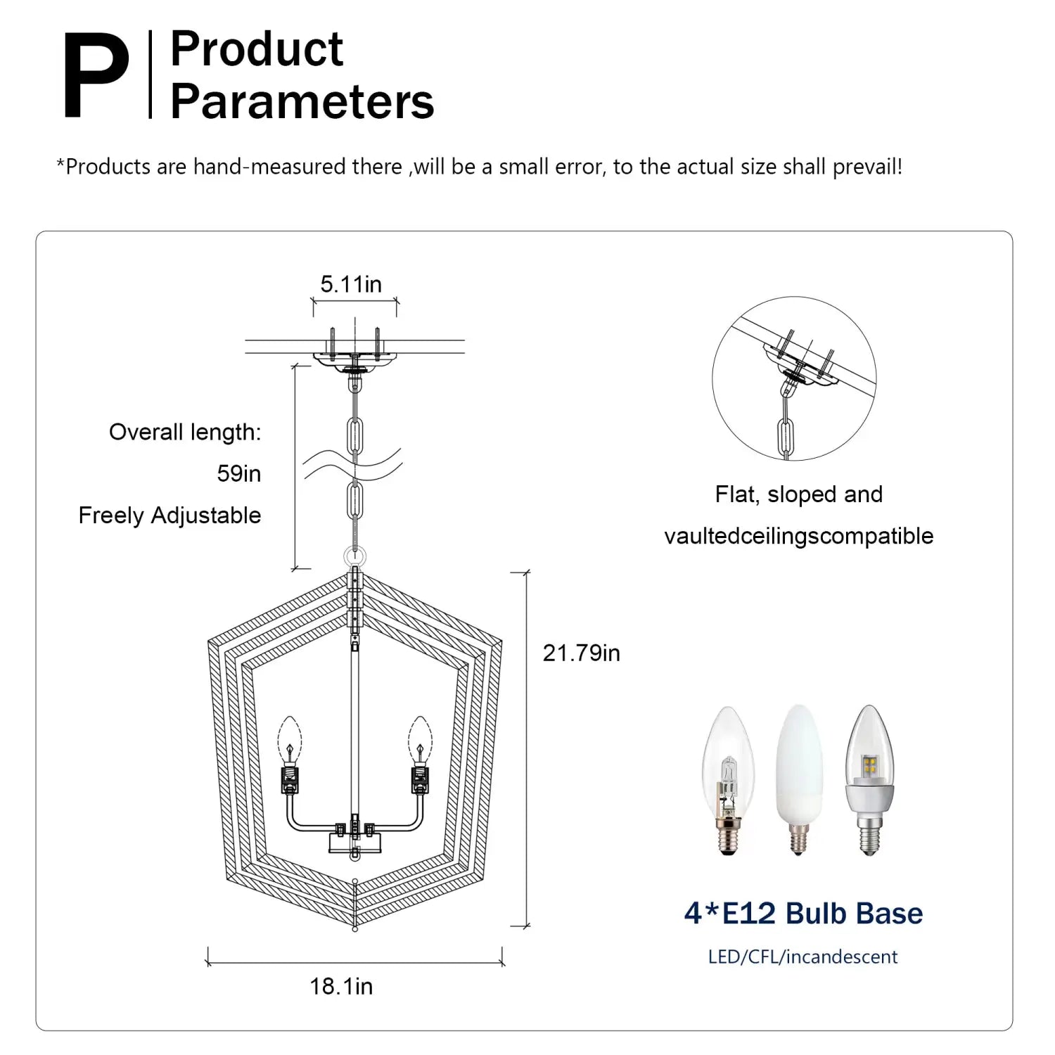 4 Light Farmhouse Chandelier Hanging Lights Pendant with Modern Design