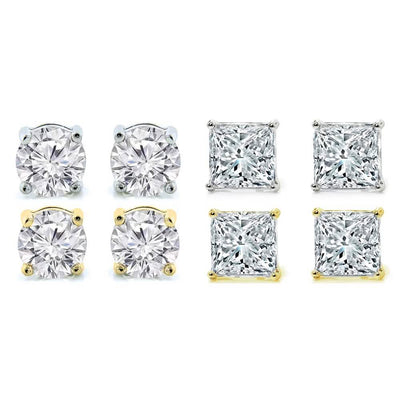4-Pack: Crystal Stud Earrings Set