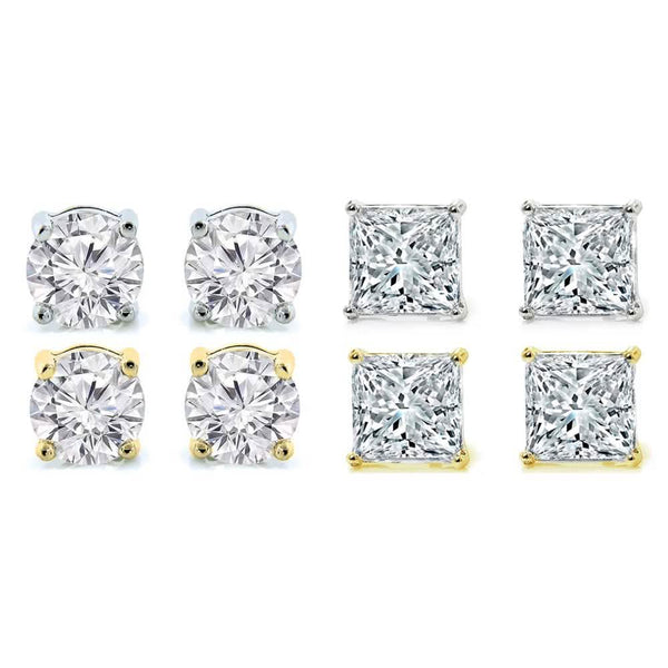 4-Pack: Crystal Stud Earrings Set