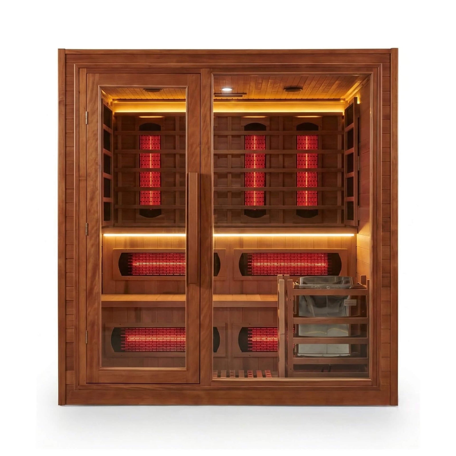 Elvaria 4-Person Indoor Canadian Red Cedar Infrared And Steam Sauna With 6KW Harvia Heater [Made-To-Order] (SAK93528)
