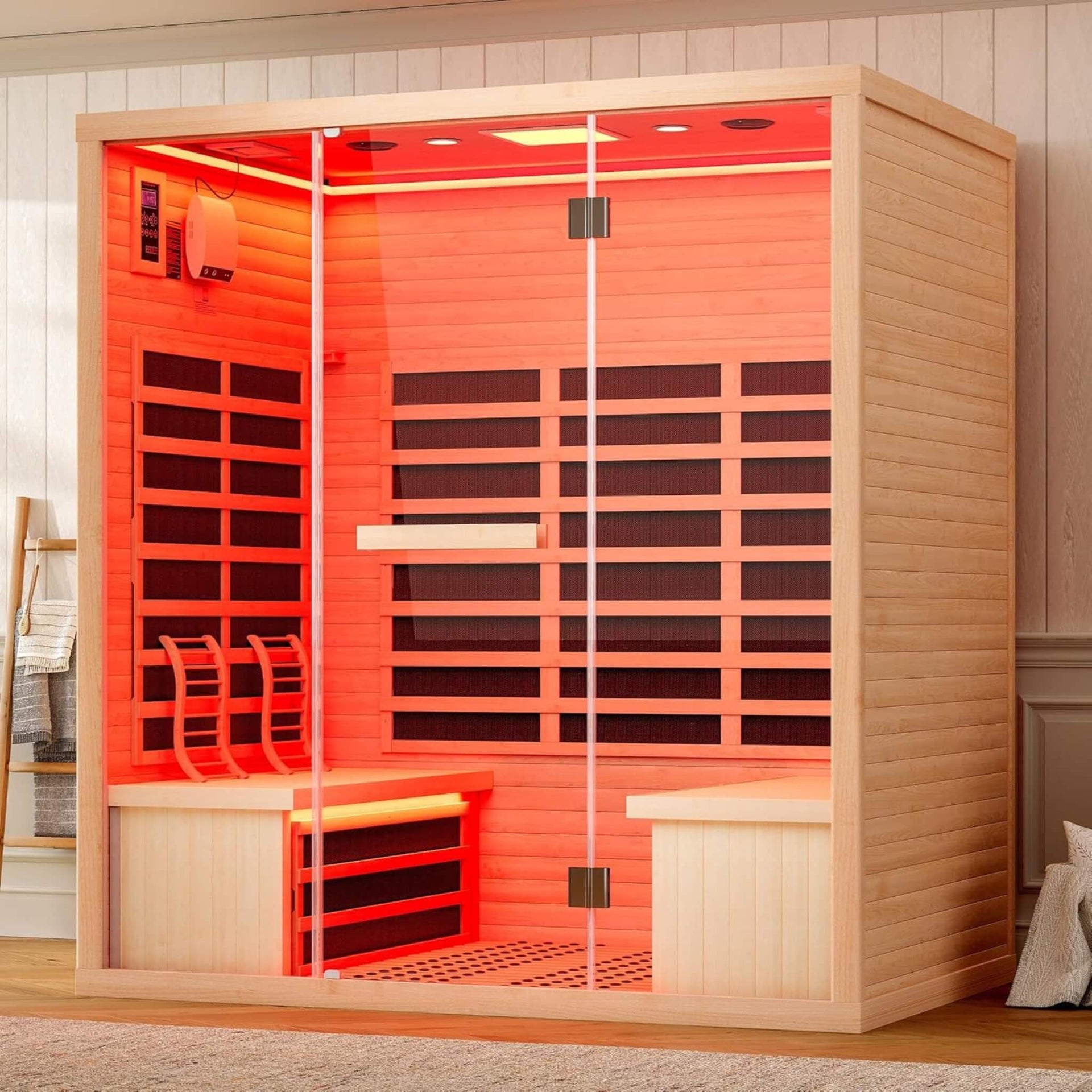 Seville 4-Person Low EMF Canadian Hemlock Infrared Sauna With Bluetooth (SAK29571)
